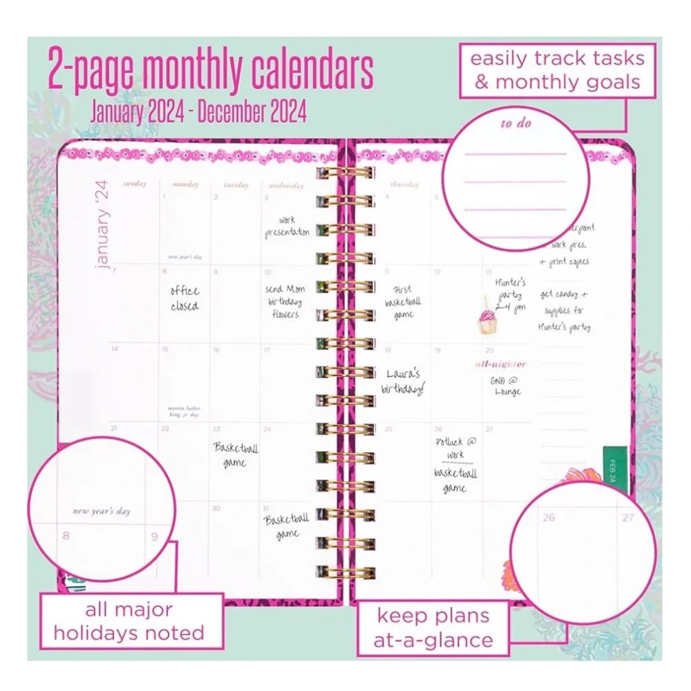 Lilly Pulitzer Medium Agenda Dated January 2024 - December 2024, Pattern Play
